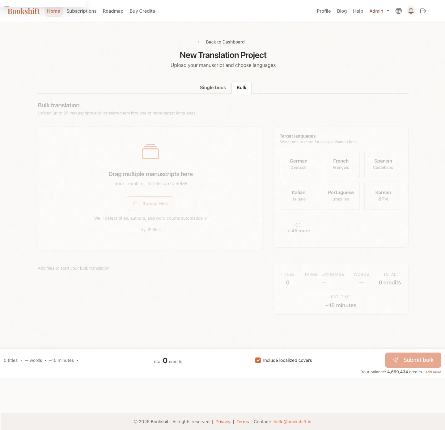 Bulk Translation setup and per-book review