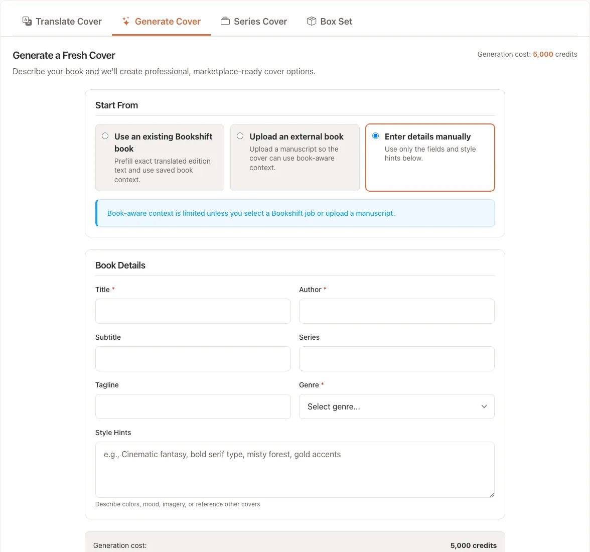 Create cover page workflow