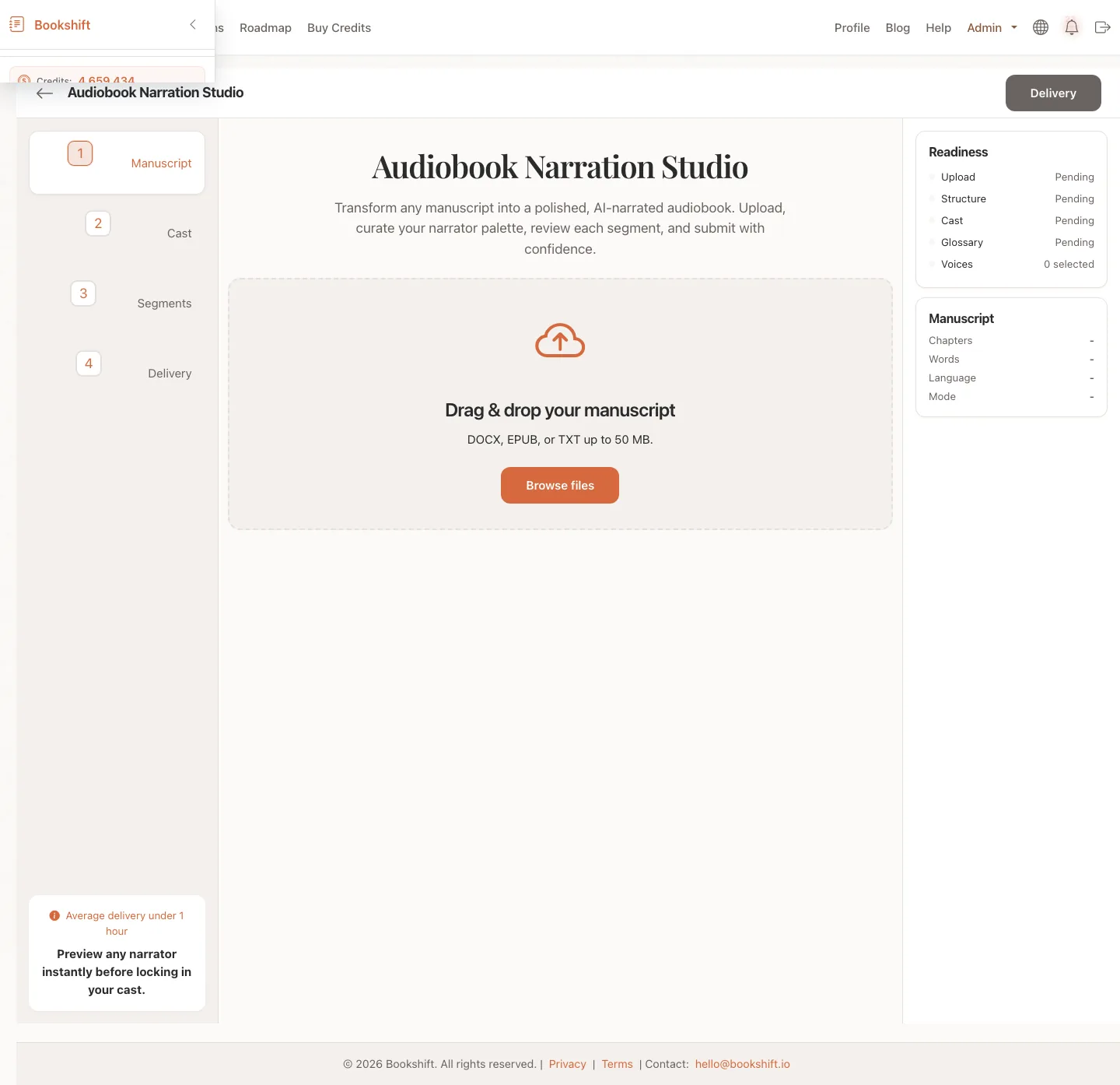 Audiobook narration workflow overview