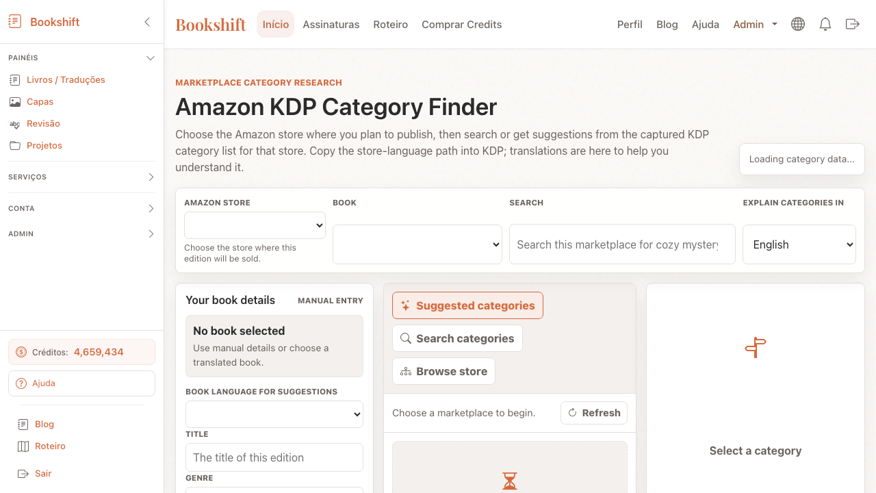 BookShift auteur publicatietools-interface voor metadata en boekbeschrijvingen